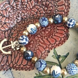 Nautical Beaded Bracelet with Anchor Charm